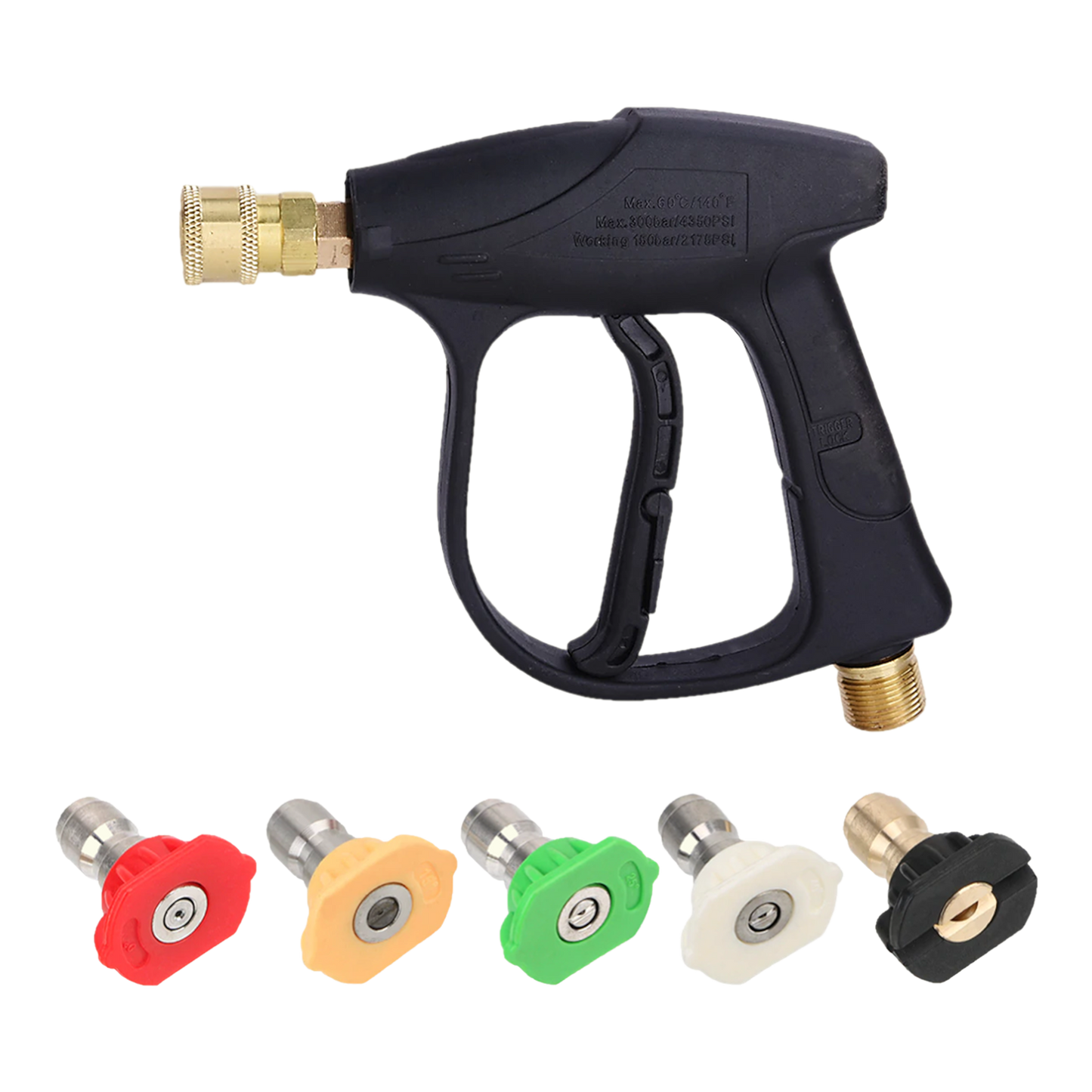 Short Trigger Gun with 5 Piece Nozzle Set, Quick Release 1/4in