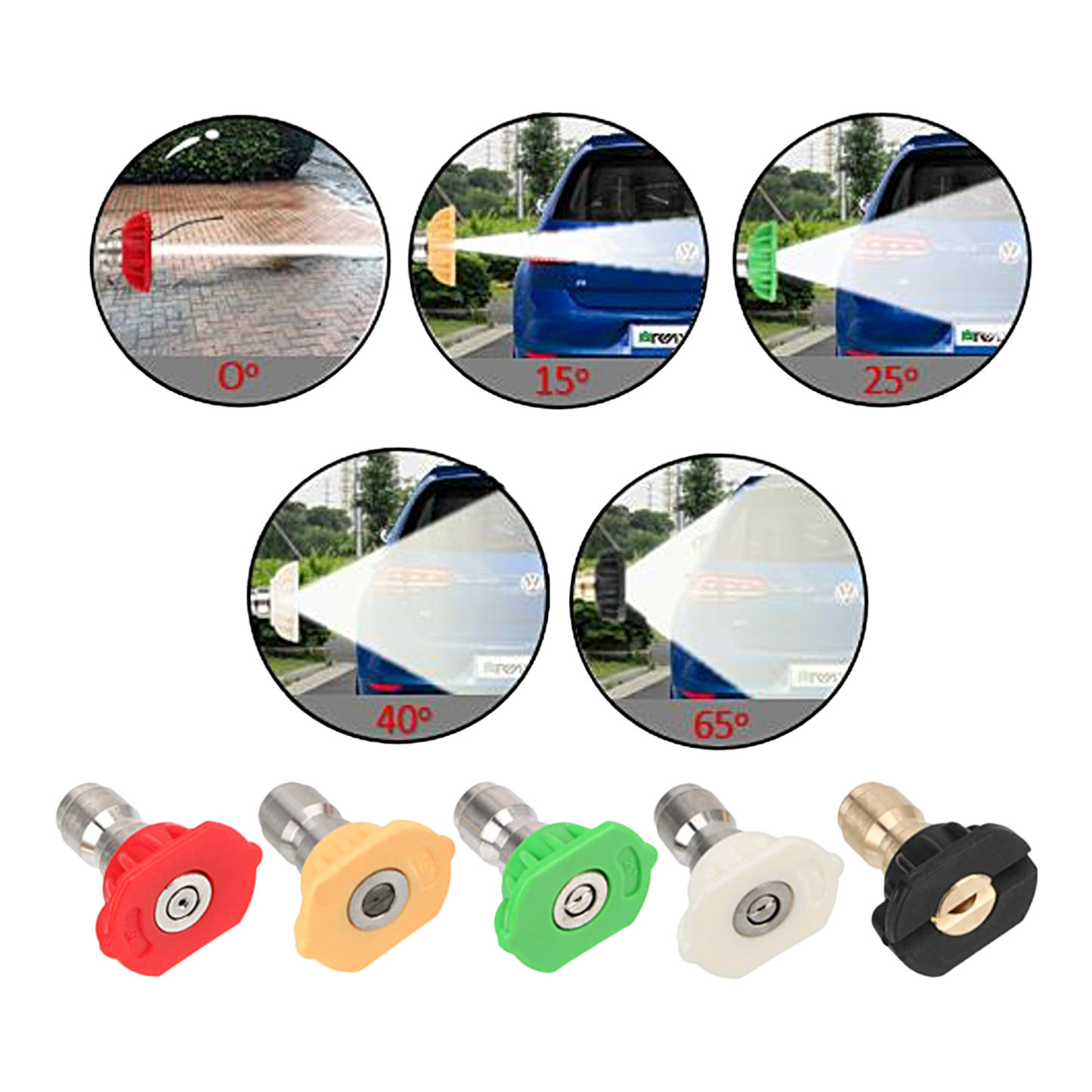 Pressure Washer Gun Nozzle Set, Quick Release 1/4in (5 Pieces)