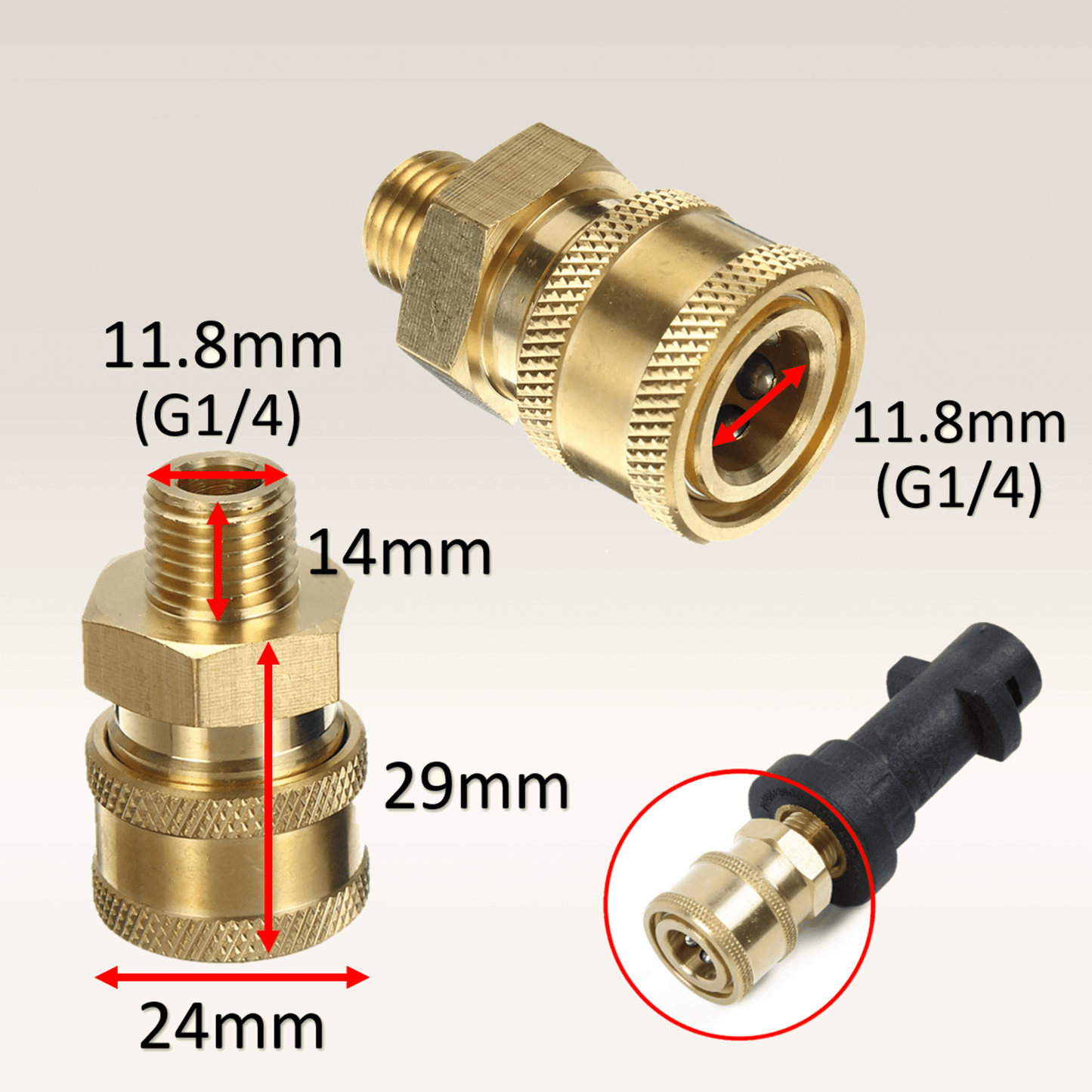 The Clay Cloth Company Vehicle Cleaning Quick Release Connector Fitting 1/4in Female